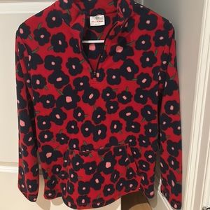 BRAND NEW Hanna Anderson Girls Size 14 Fleece Jacket Red With Flowers